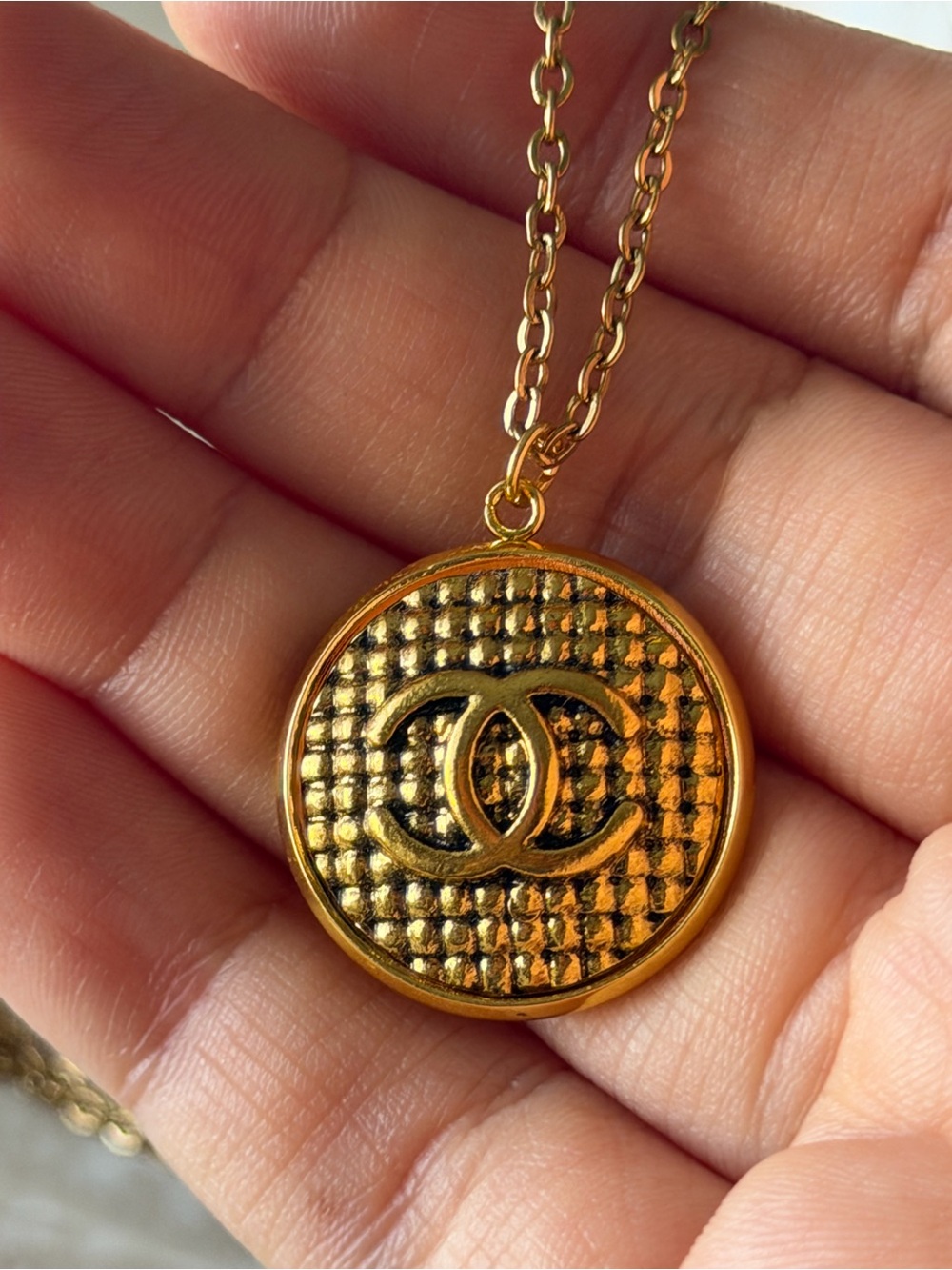 Gold Toned Chanel Pendant Necklace
